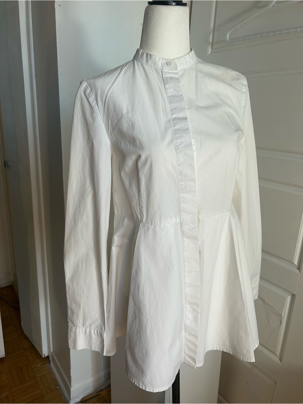 COS White Structured Peplum Button-Up Blouse.